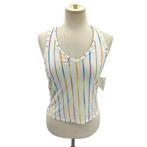 BP halter top‎ L rainbow colored stripe summer festival vacation beach party